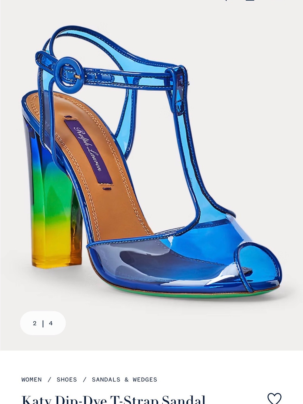 Ralph Lauren Purple Label Blue T-Strap High Heel " Katy-dip-dye T-Strap $1200 - Picture 5 of 13